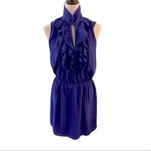 GREYUN bright blue ruffle front dress tie belt. Size Small. Fully lined